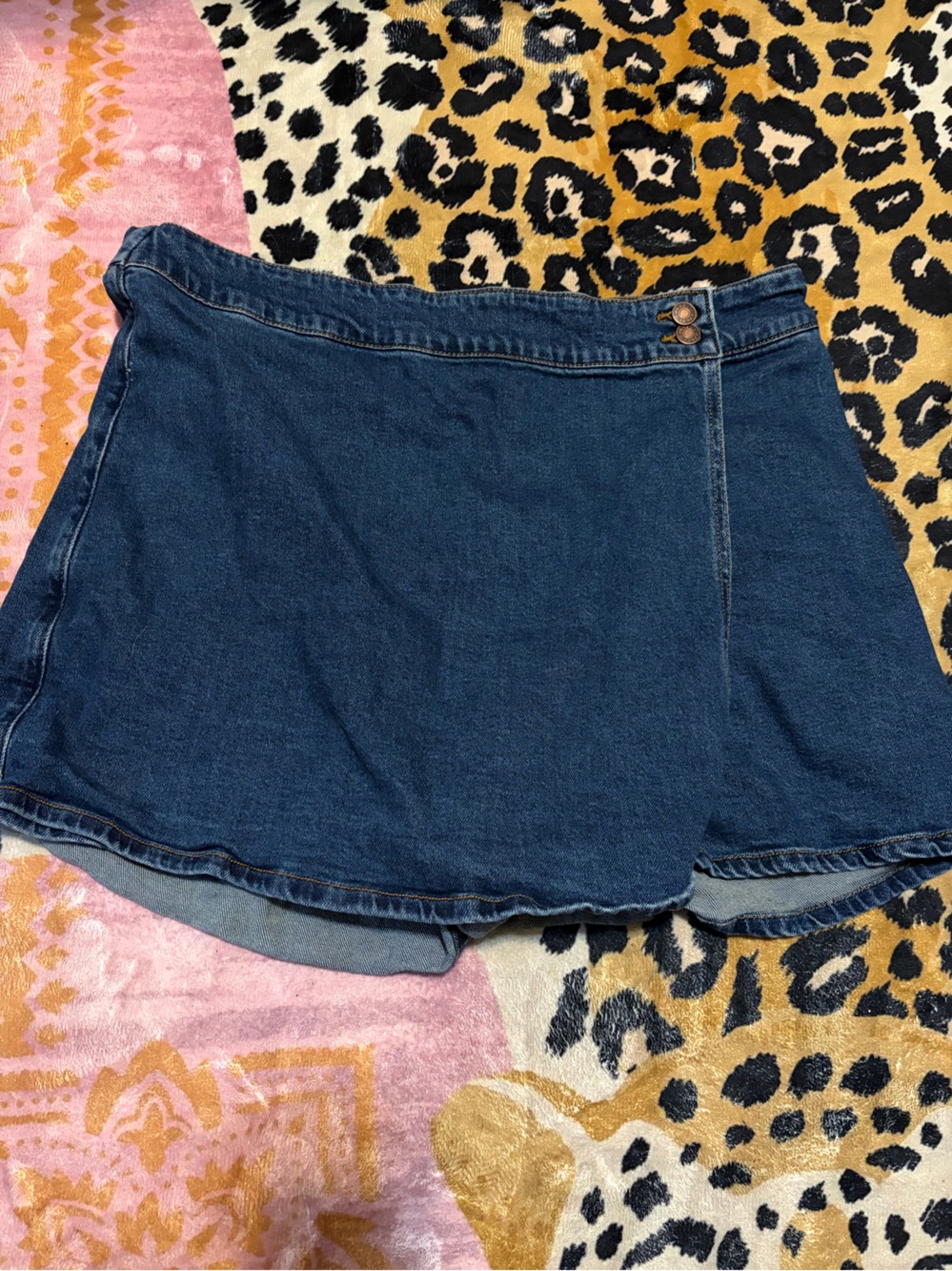 Ava & Viv Dark Blue Denim Skort - Zipper and Button Waist